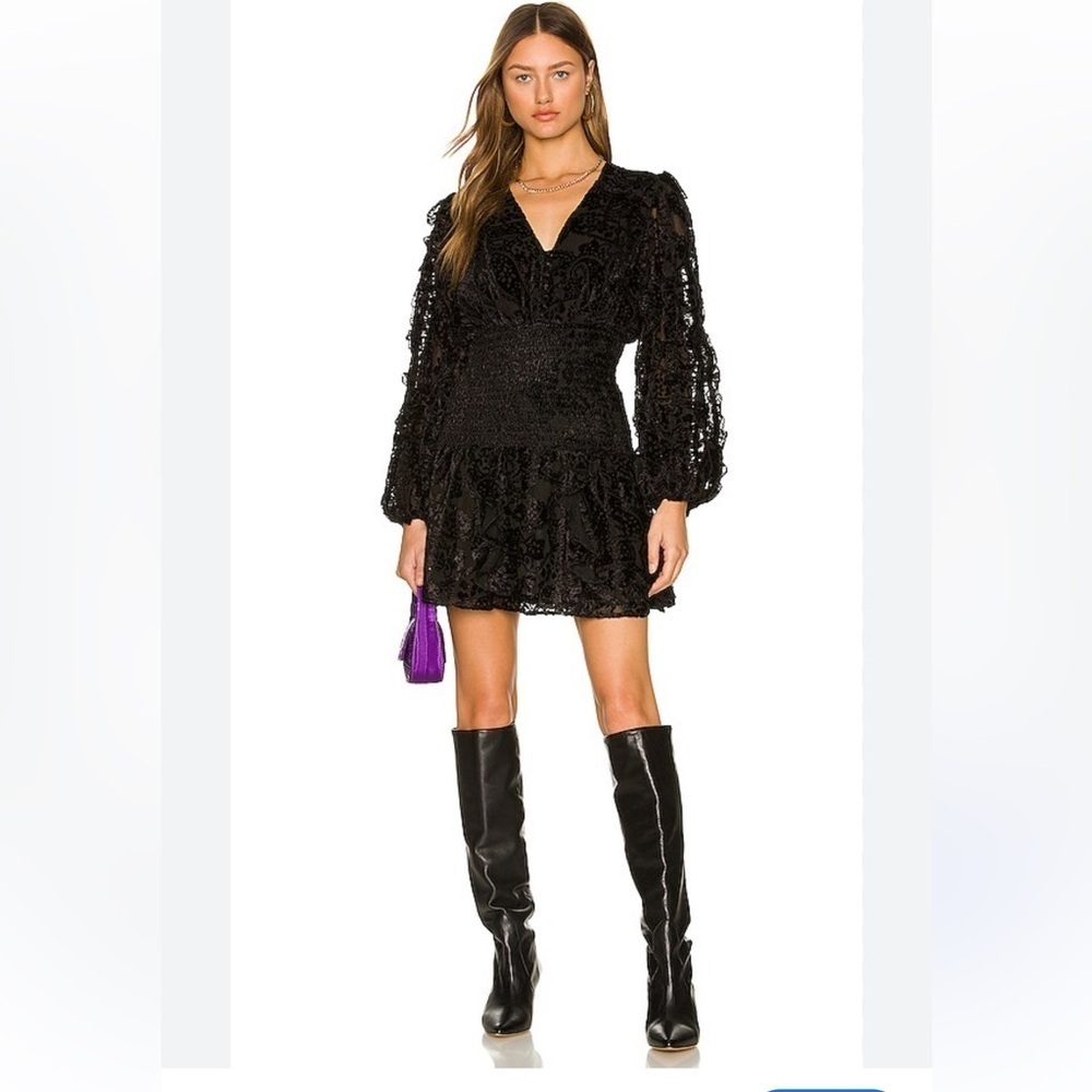 $396 Rococo Sand Elegant Black Lace Dress size L NWT